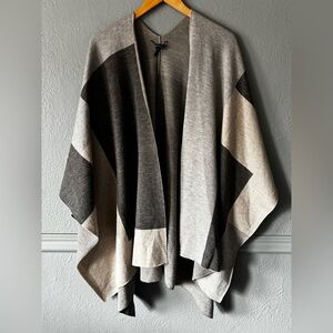 Eileen Fisher Italian Yarn Colorblock Open Front Cape Shawl OSFM